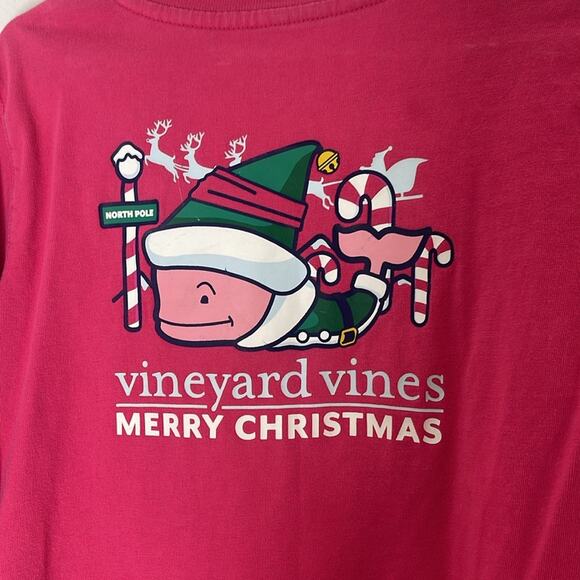 VINEYARD VINES Pink Cotton Holiday Christmas Theme Long Sleeve Crew Neck Top XS - Picture 7 of 8